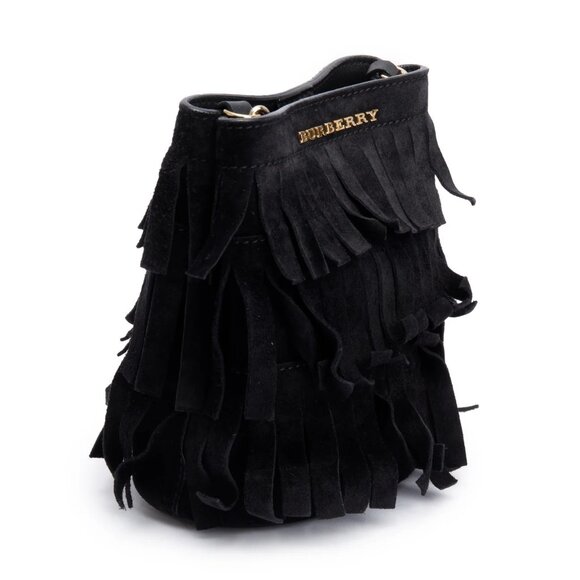 BURBERRY PROSUM BLACK SUEDE FRINGE CROSSBODY BAG - Picture 2 of 11